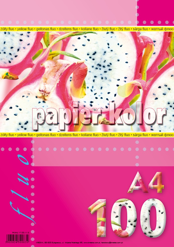 Papier ksero A4/ 80g (100) żółty (fluo) Kreska
